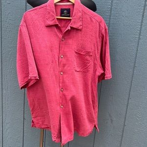 Jamaican Jaxx 100% silk distressed natural dye Hawaiian short sleeve buttoned XL